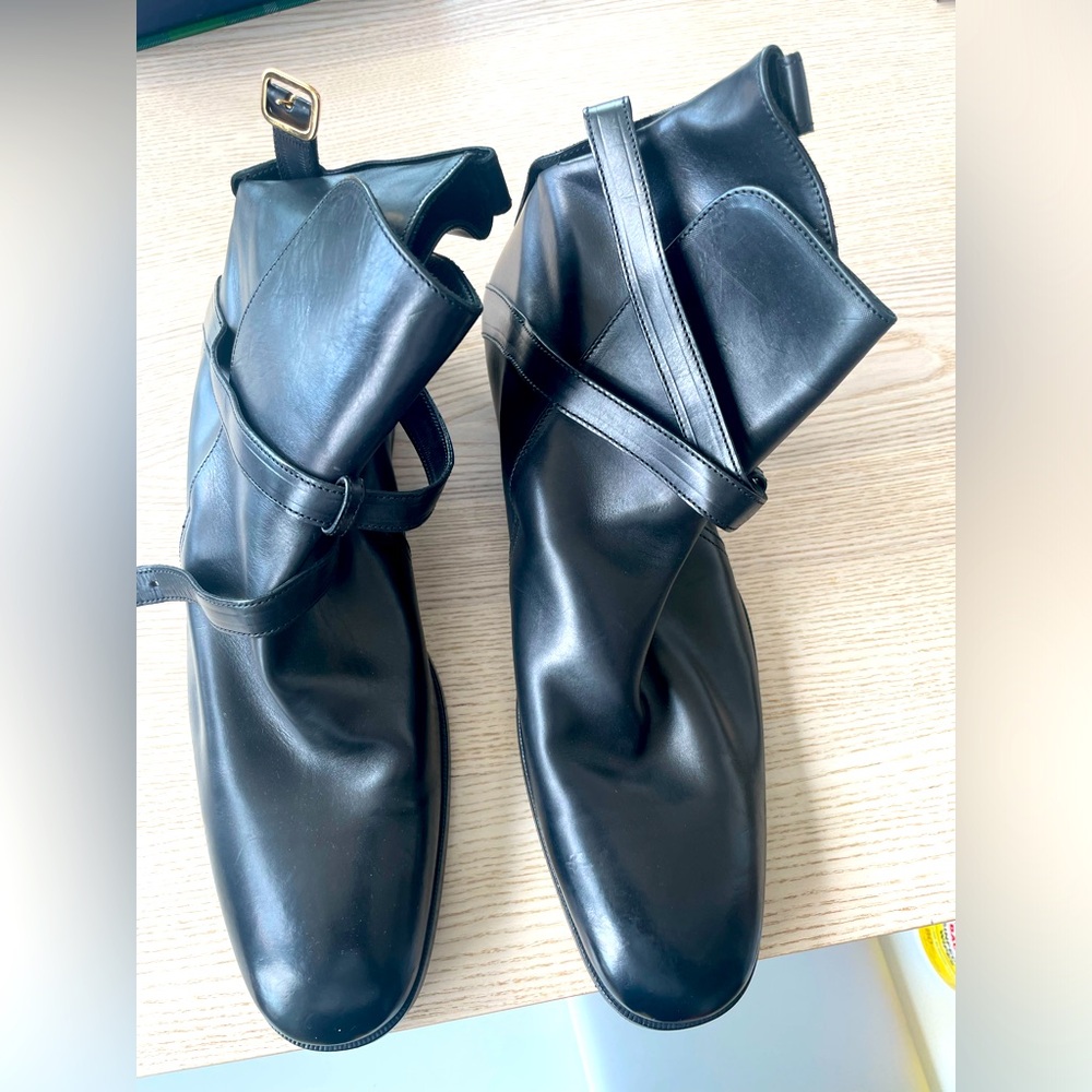 Alexander McQueen Black Leather Ankle Boots with Strap